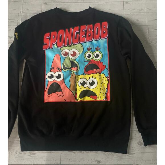 Nickelodeon SpongeBob SquarePants Graphic Sweatshirt Black Crewneck Small - Picture 7 of 8
